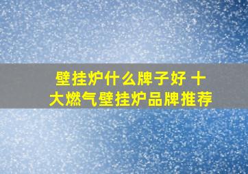 壁挂炉什么牌子好 十大燃气壁挂炉品牌推荐